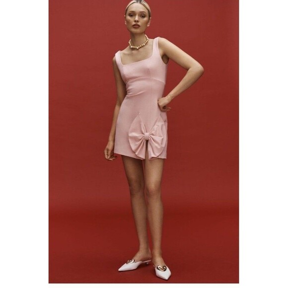 ANTHROPOLOGIE ELLIAT RAYS PINK BIG BOW MINI DRESS NEW WITH TAGS SIZE M
